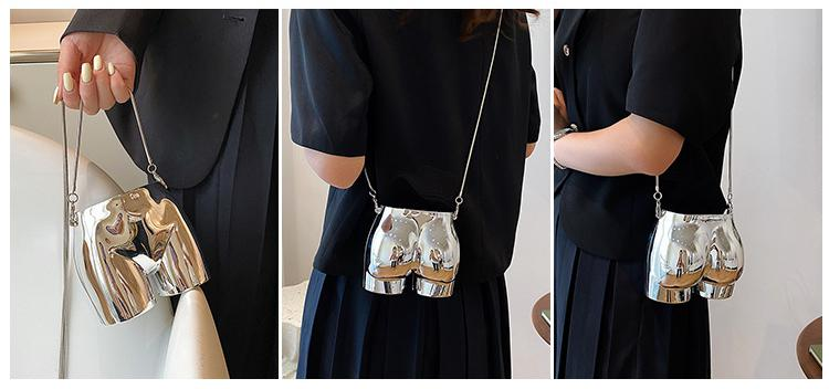 Niche Design Sier Pouch per rossetto Borsa da sera per donna Borsa per cuffie Borsa a tracolla con tracolla a catena in acrilico a forma di culo_voghion.com