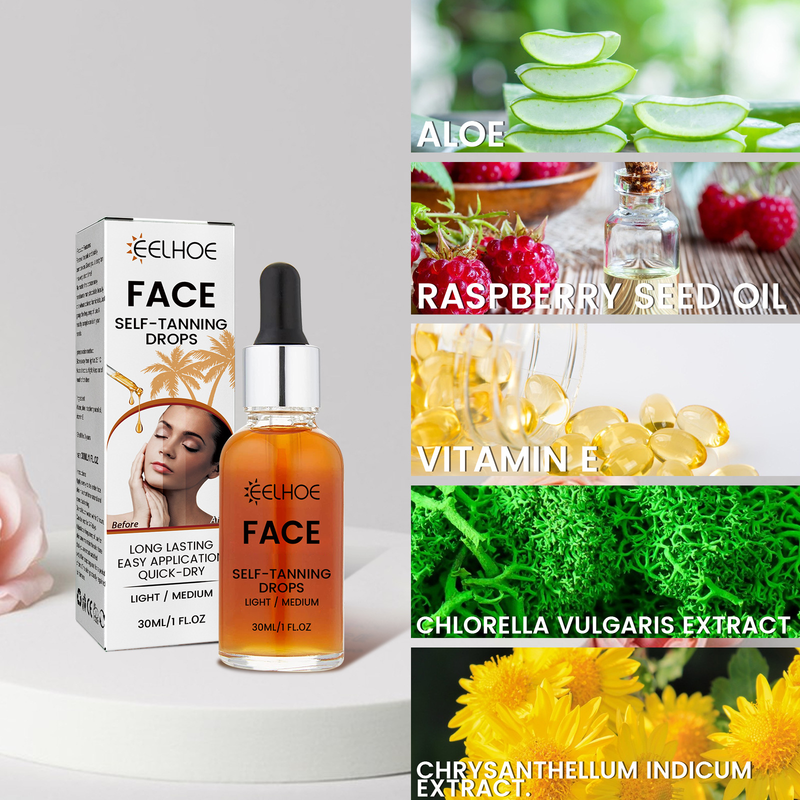 EELHOE Soro de escurecimento facial sem sol Essência de escurecimento facial ajuda o bronze de trigo escuro a uniformizar o tom de pele_voghion.com