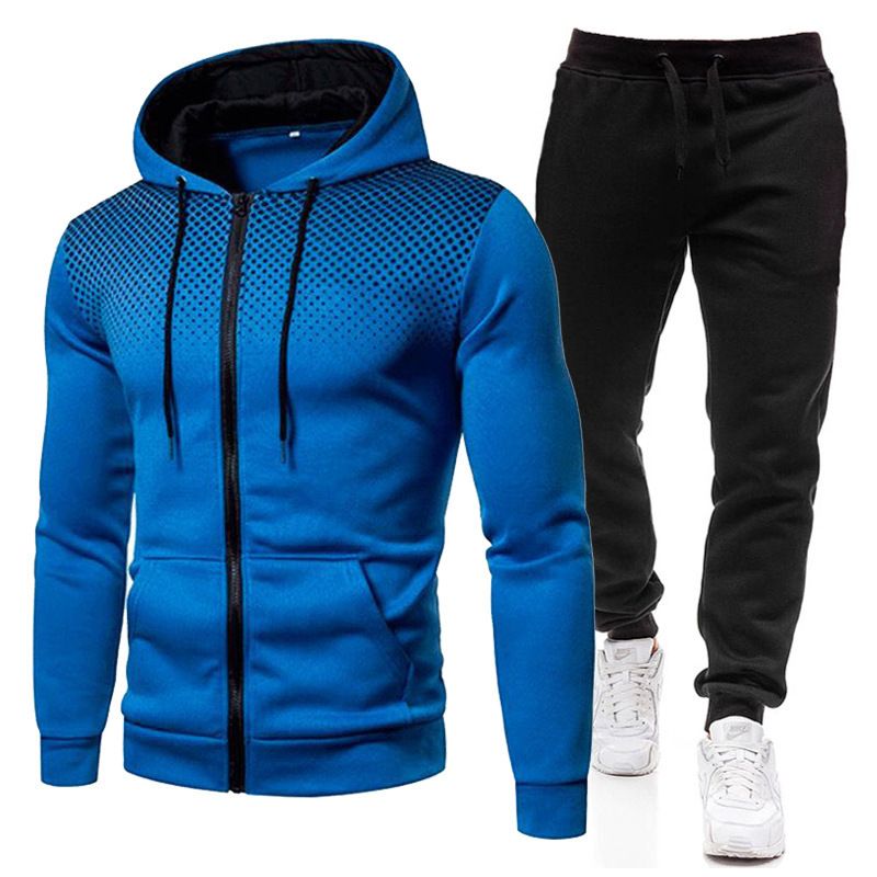 New Solid Color Fleece Sweater Pants 2024 Autumn/Winter Men's Casual Polka Dot Zipper Sports Hat Cover_voghion.com