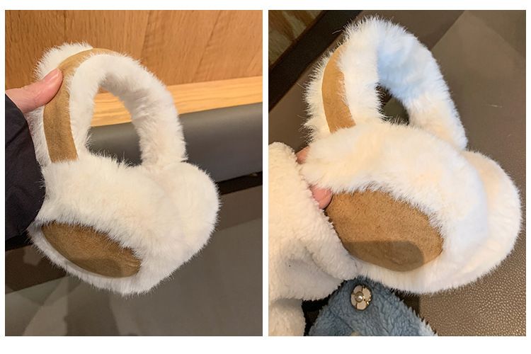 Paraorecchie in pile per donna - Scaldaorecchie invernali in maglia marrone, morbidi ed eleganti, ideali per le attività all'aperto._voghion.com