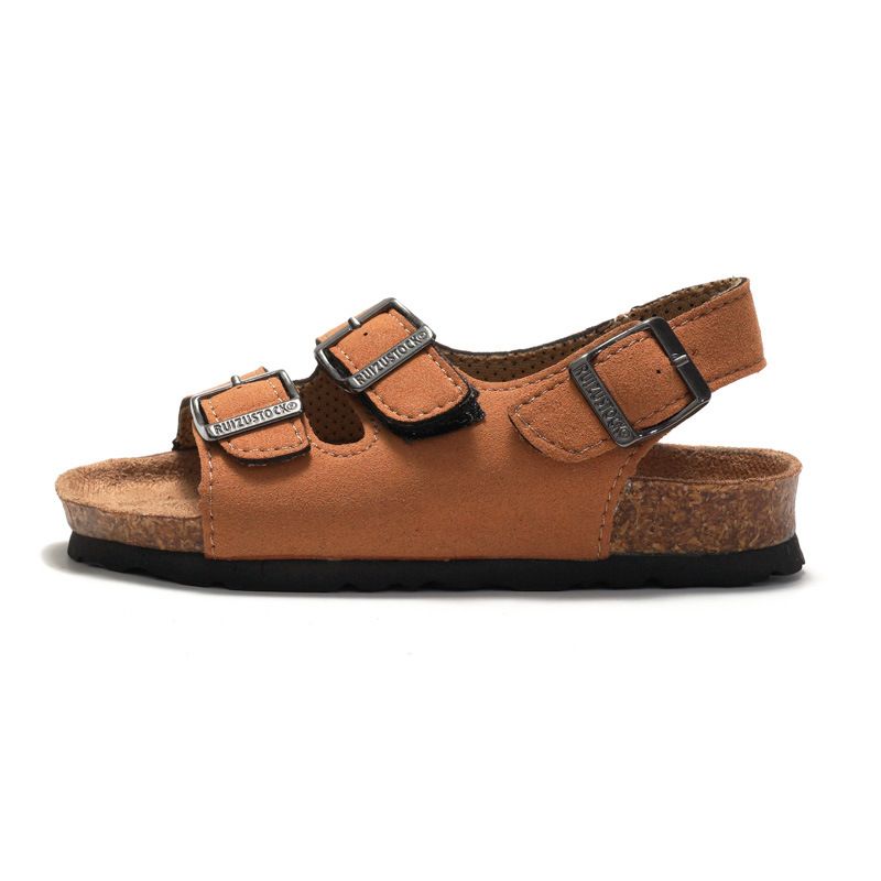 2025 Spring Summer Children Boys Girls Cork Sandals One-Word Shoes Flip-Flops Trendy Beach Korean Style Double Ring_voghion.com