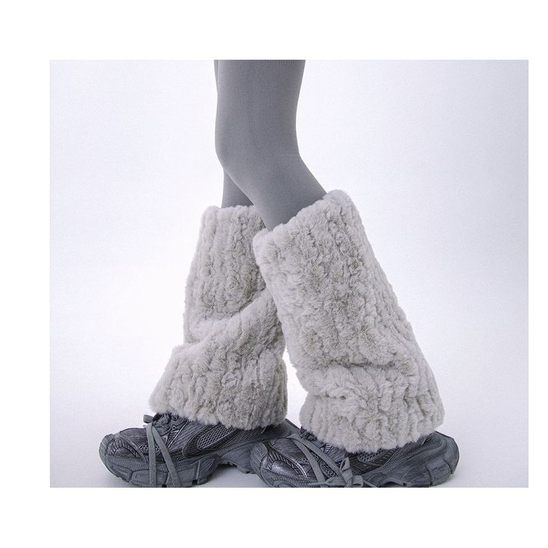 2025 Fall/Winter New Thickened Warm Fleece Leg Warmers For Snowy Conditions_voghion.com
