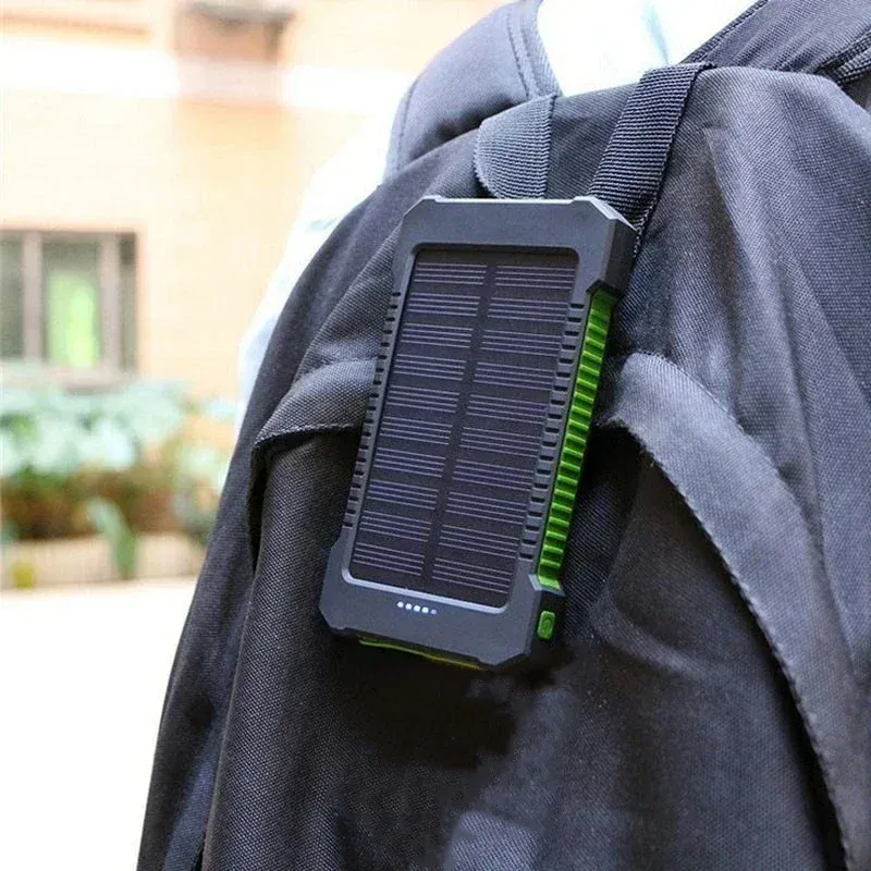 Portable 10000 MAh Dual-USB Waterproof Solar Power Bank Case, Universal For Phone Charger_voghion.com