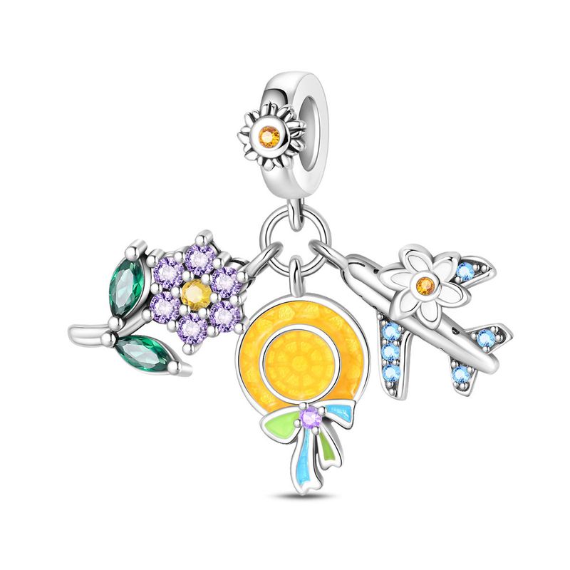 Women's Jewelry Travel Style Summer Cocktail Bag Charm Beads DIY Jewelry Accessories Bracelet Copper Plated Silver_voghion.com