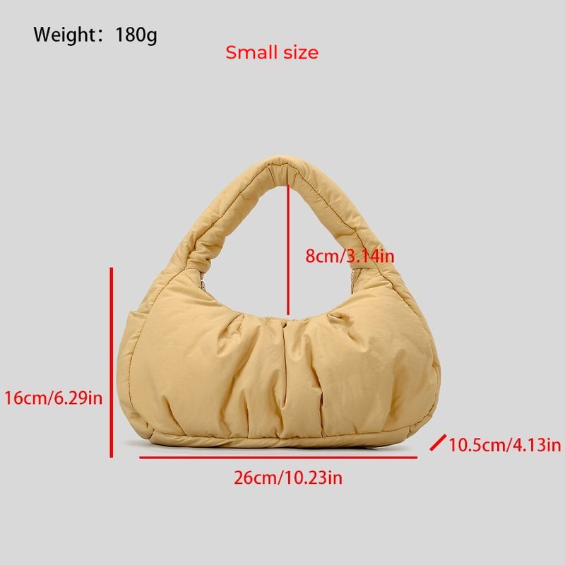 Borsa a tracolla, nuova borsa a tracolla autunnale e invernale semplice e leggera in nylon a mezzaluna trapuntata con nuvola, borsa a tracolla plissettata di grande capacità_voghion.com