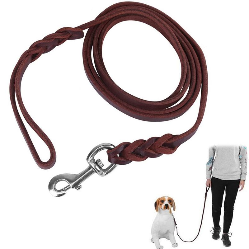 First Layer Cowhide Medium And Large Leash German Shepherd Golden Retriever Dog Chain Pet Supplies_voghion.com