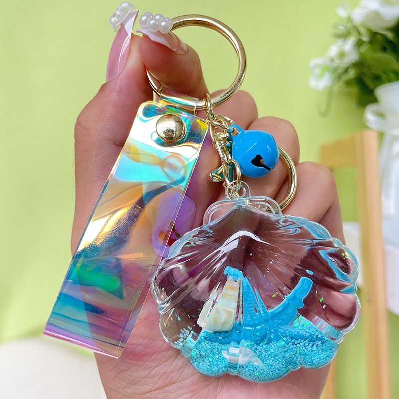 Creative Starfish Shell Keychain, Trendy Liquid Quicksand Pendant, Car Bag Accessories_voghion.com