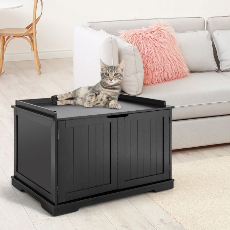 Cat Litter Box Enclosure With Double Doors For Large Cat And Kitty_voghion.com