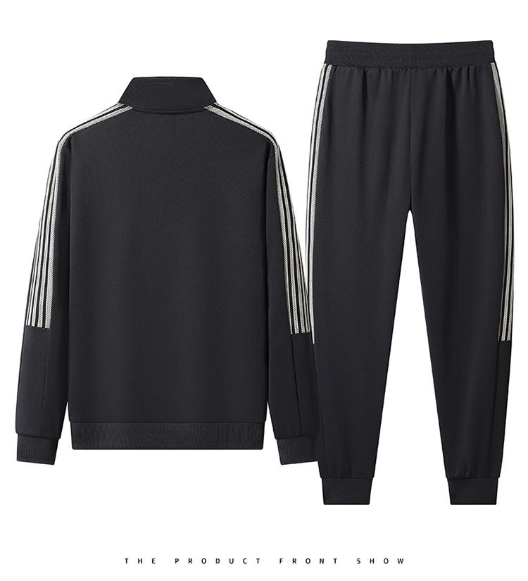 Completo tuta casual da uomo in due pezzi con giacca a righe e pantaloni jogger per la primavera/autunno_voghion.com