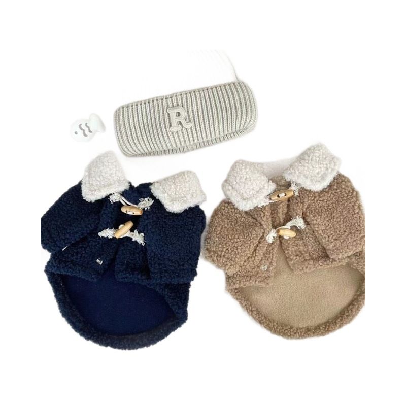 Koreaanse stijl herfst warme hondenkleding lamswol katoenen jas teddy keeshond kleine honden katten winteroutfit_voghion.com