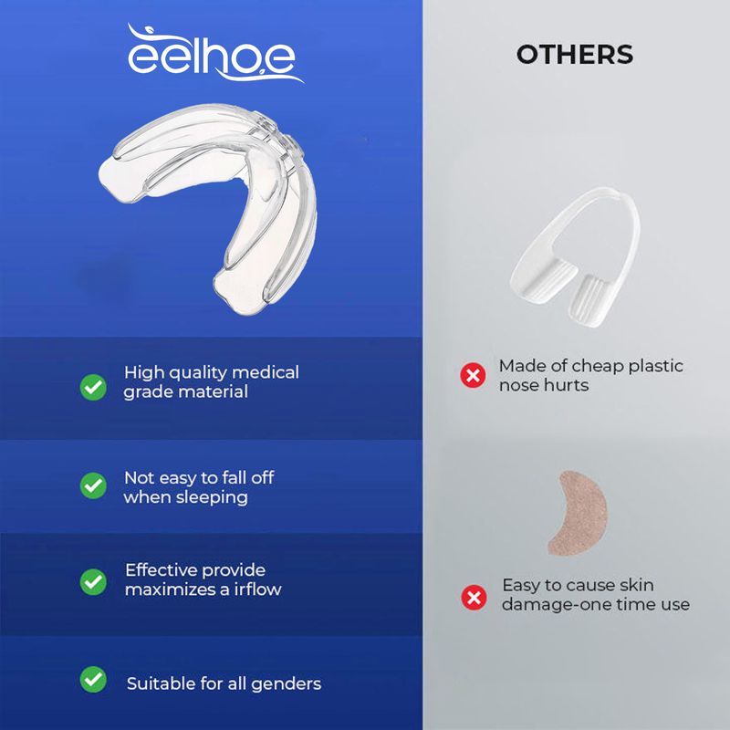 EELHOE Anti-snarkningstöd Förebygger snarkning Motverkar tandgnissling Mjuk andning Tandskydd Anti-snarkningstöd och skyddande stöd_voghion.com