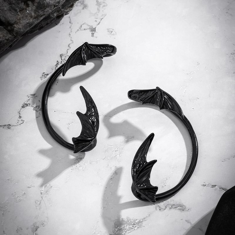Orecchini da donna Orecchini in oro Accessori Stile punk Senza fori Ala di pipistrello Gancio di Halloween Orecchino a perno Demone_voghion.com