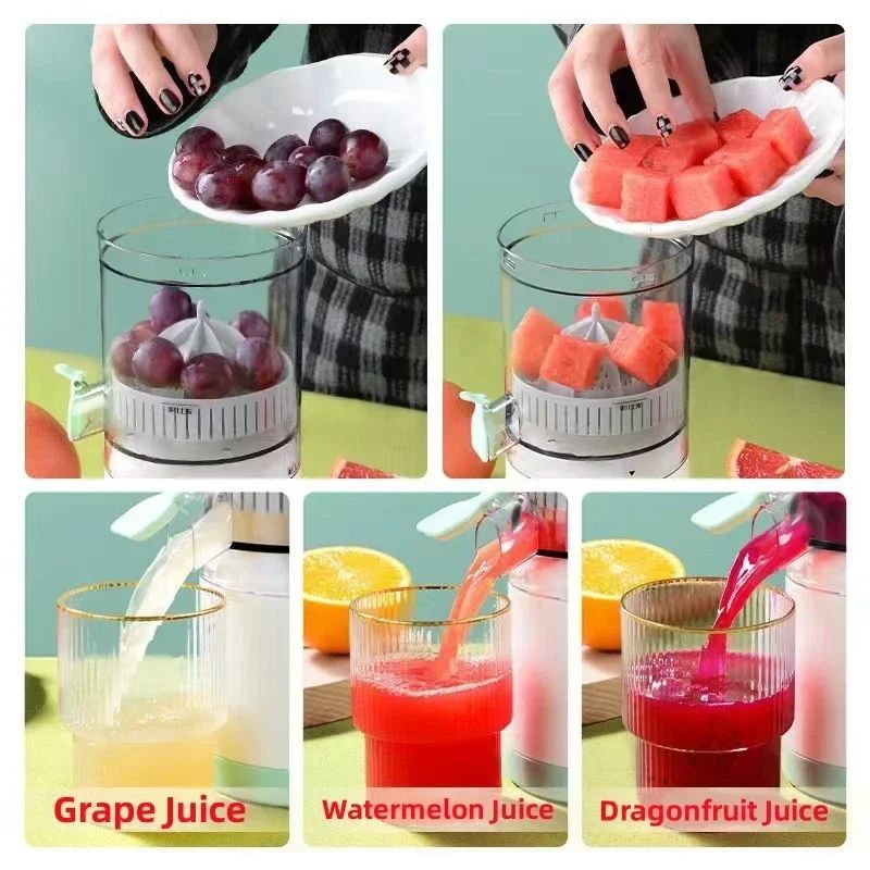 Portable Electric Juicer Wireless Orange Juicer USB Rechargeable Lemon Squeezer Electric Slow Juicers Household Kitchen Tools_voghion.com