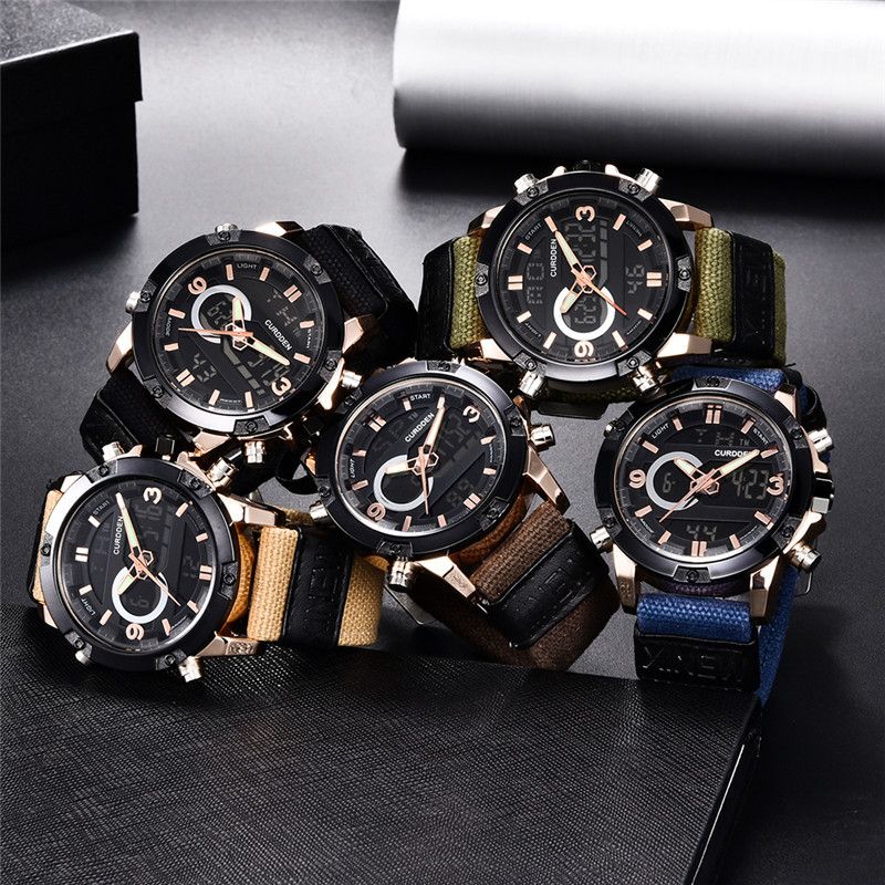 Men's Sport Watch With Analog-Digital Display, GMT Function, Date & Week Indicator, Luminous Hands, PU Leather Strap, Alloy Case_voghion.com