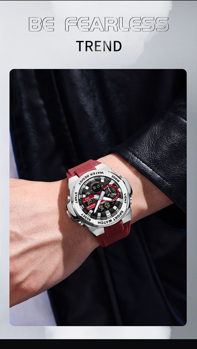 Montre analogique numérique multifonction, étanche, affichage lumineux, alarme et chronomètre pour étudiants et adolescents. Montre de sport lumineuse avec réveil._voghion.com