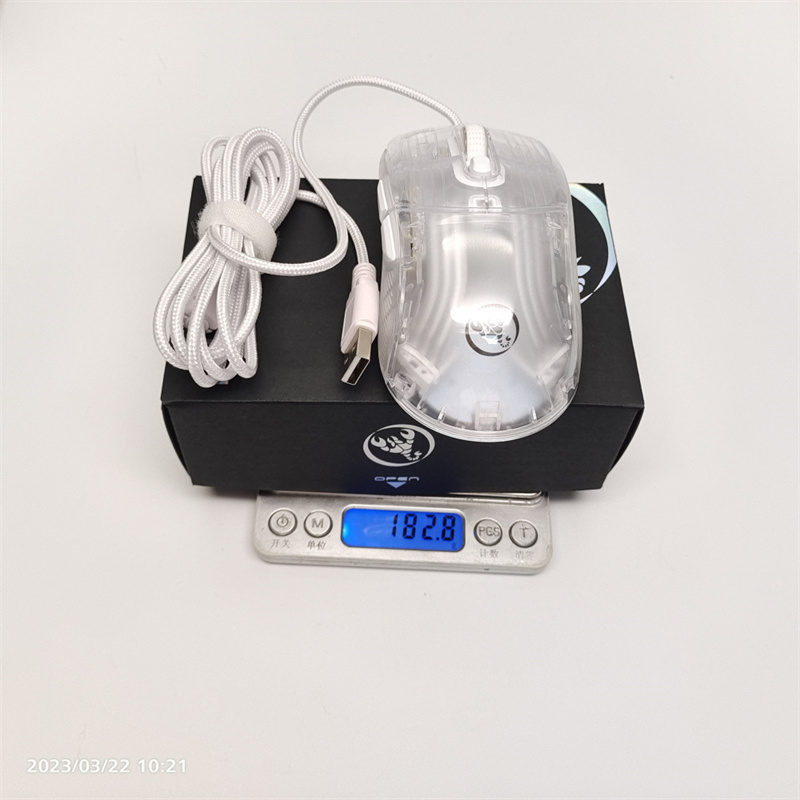 X New Arrival Wired Transparent Game Mou RGB-ljuseffekt USB-gränssnittshastighet DPI-nyckel Custom ro Pro P_voghion.com