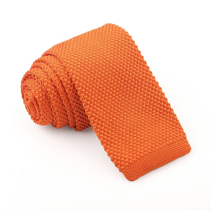 Nuovo stile coreano tinta unita 5,5 cm piatto stretto cravatta lavorata a maglia alla moda produttore disponibile all'ingrosso_voghion.com