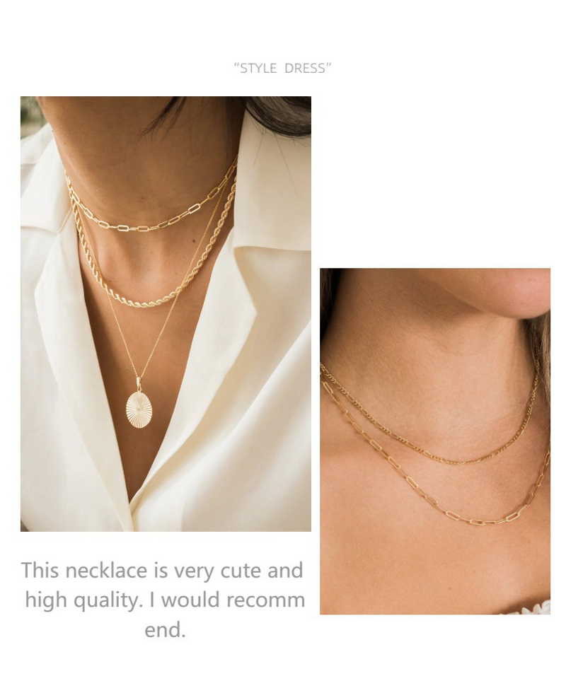 Catena per clavicola semplice con graffetta in acciaio inossidabile placcato oro, semplice e leggera, per tutti gli abbinamenti_voghion.com