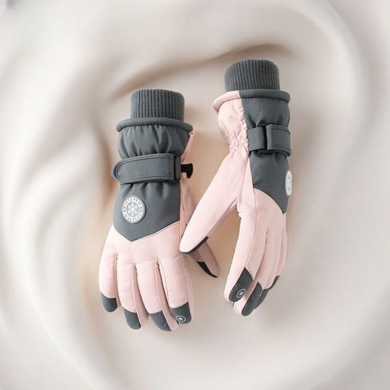 Guantes de esquí de algodón para hombre y mujer, con forro polar, resistentes al viento, impermeables y cálidos, para invierno, con pantalla táctil, para bicicleta eléctrica_voghion.com