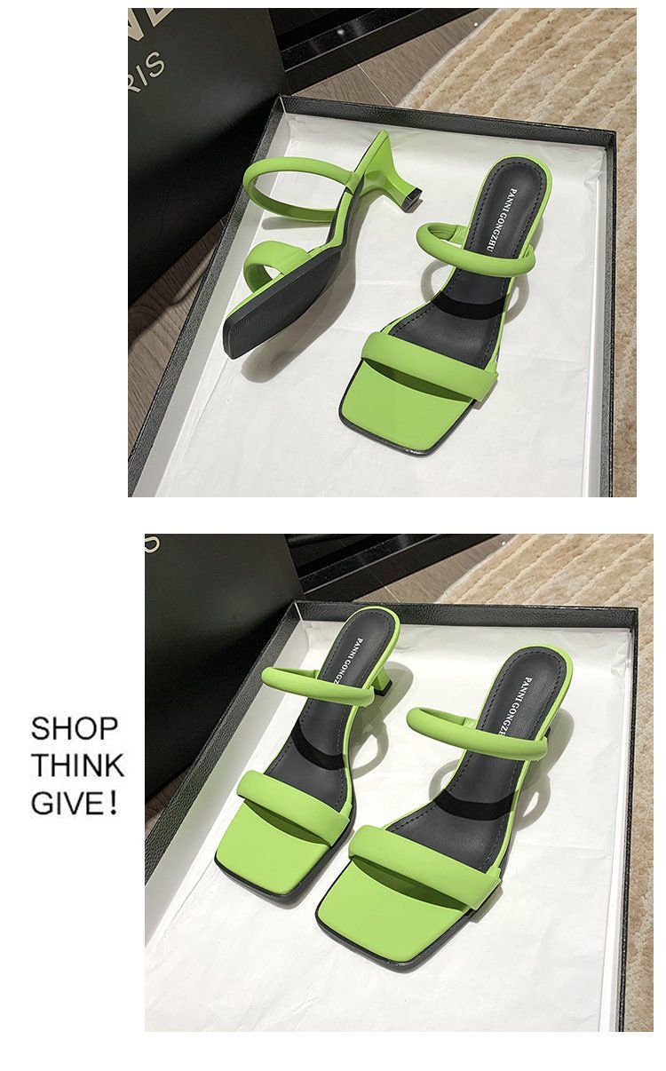 Women's Low Heel Square Toe Sandals - Spring Slimming Open-Toe Strappy Dressy Shoes_voghion.com