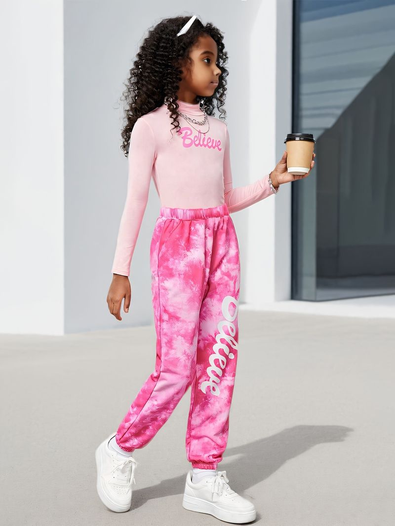 Moeder & Kinderen INS Meisjes Lente En Herfst Mode Tie Dye Patroon Leggings Losse Lange Mouwen Casual Mode Pak_voghion.com