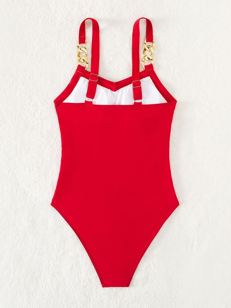 Costume da bagno intero con nappa e cinturino a V, costume da bagno intero con catena multicolore, bikini push-up sexy da donna_voghion.com