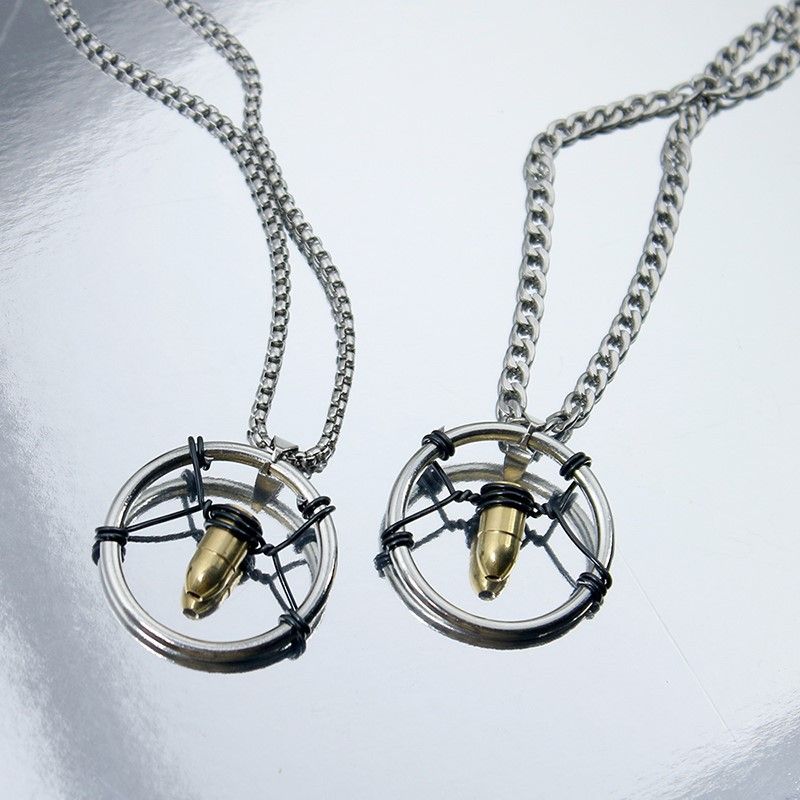 Collana unisex in stile punk alla moda con pendente a forma di proiettile cavo rotondo lungo e venduto di recente_voghion.com
