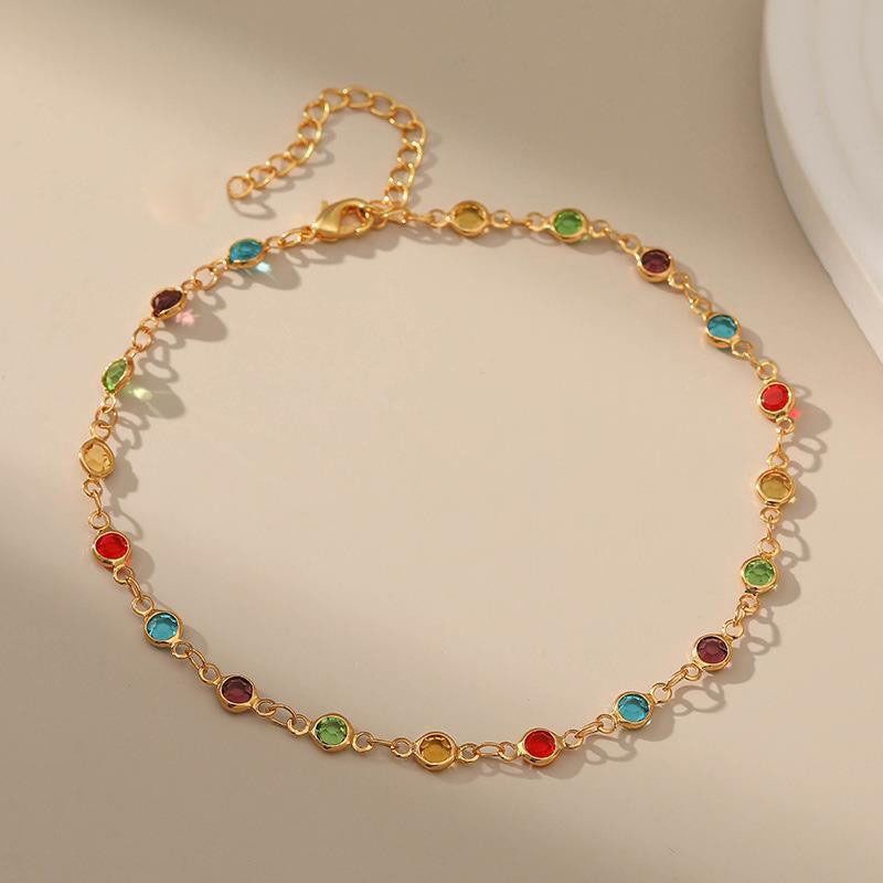 Kleurrijke zirkonia enkelband voor vrouwen, high-end, veelzijdig, etnische stijl, persoonlijkheid, bohemian trend_voghion.com