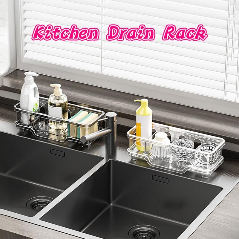 sponge Drain Rack Kitchen Dishwashing Basket Rack Sink Detergent Rag Countertop Storage Rack_voghion.com