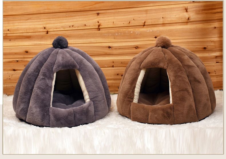 Cuccia rotonda Cuccia semi-chiusa per gatti e conigli piccoli Cuccia soffice per autunno e inverno Cuccia imbottita per animali domestici Cuccia per cani di piccola e media taglia_voghion.com