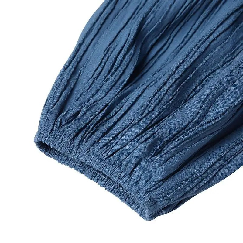 Abito Abaya musulmano a maniche lunghe con scollo a O alla moda da donna. Abito estivo con orlo arricciato solido_voghion.com
