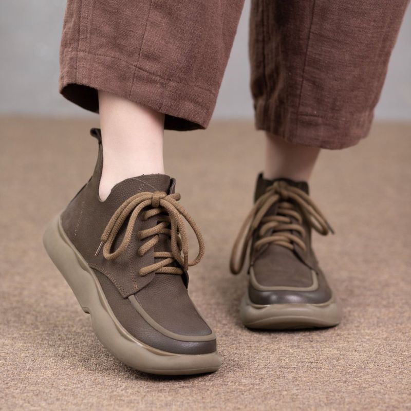 2025 Autumn New Women's Low-Cut British Style Genuine Leather Martin Boots By Huizu Mei_voghion.com