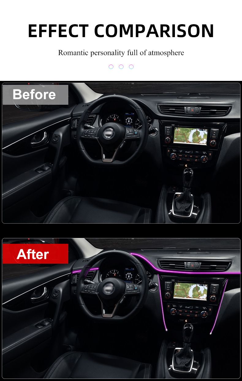 Same Style Car LED Interior Ambient Decorative Central Control Dashboard USB Color-Changing Cold Light_voghion.com