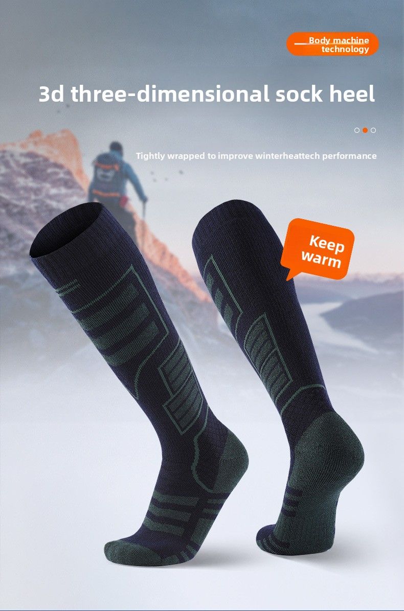 Autumn Winter Thickened Thermal Quick-Dry Merino Wool Long Tube Snow Non-Slip Wear-Resistant Ski Socks_voghion.com