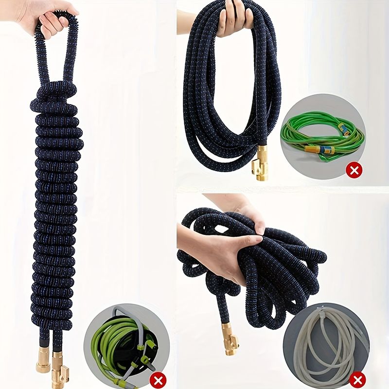 High-pressure Retractable Car Wash Hose With Adjustable Nozzle - Durable Silicone Flexible Tube, ANSI Threaded Connector,_voghion.com