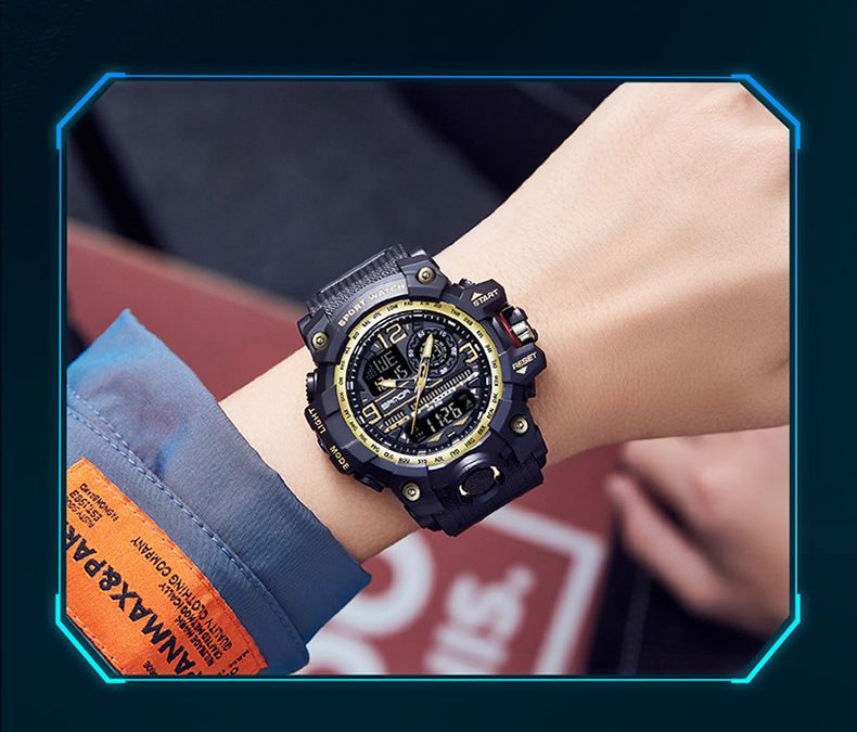 Trendy Digital Sports Watch For Men & Students - Waterproof, Multifunction, LED Backlight, Stopwatch, Alarm Waterproof Multifunctional Watch_voghion.com