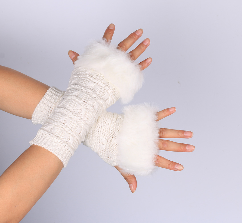 Men's Gloves Butterfly Pattern Plus Wool Gloves New Style Knitted Gloves Half Finger Computer Gloves Wool Mouth Warm_voghion.com