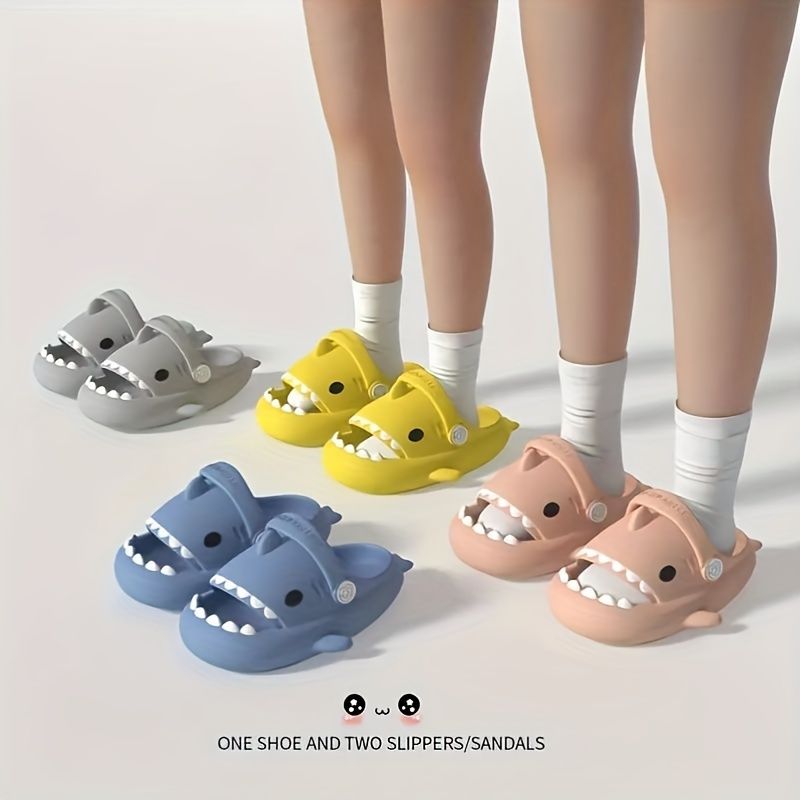 Zuecos con diseño de tiburón de EVA adorables para niños de ZXCDINO, zapatillas de suela suave antideslizantes, ligeras y transpirables, calzado para niños_voghion.com