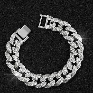 Nueva pulsera de cadena cubana estilo hip hop con forma de U para hombre, estilo exagerado, estilo cantante de rap._voghion.com