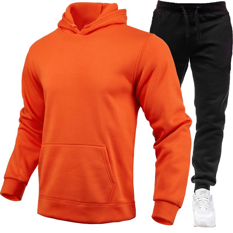 Pull de sport ensemble de pull à capuche en polaire à la mode pour hommes_voghion.com