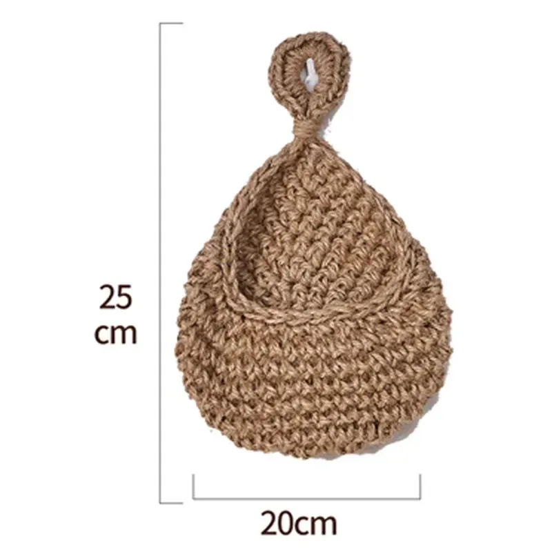 Handgewebter Hängekorb für Obst und Gemüse, Aufbewahrungsbehälter, Dekoration für Küche und Garten, Wandmontage, Pflanzenaufbewahrung, Blumenaufbewahrung, Zwiebelaufbewahrung_voghion.com