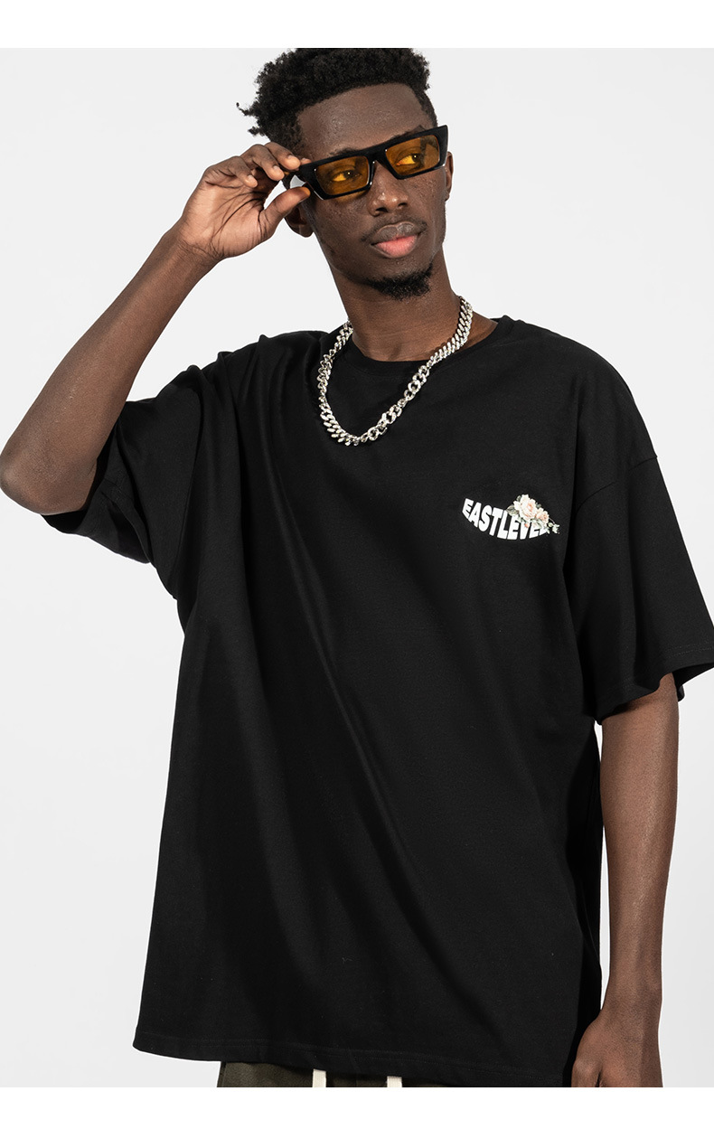 Versione coreana della maglietta a maniche corte con lettera di marca alla moda per uomo e donna, coppia di hip-hop da strada oversize e larghi,_voghion.com
