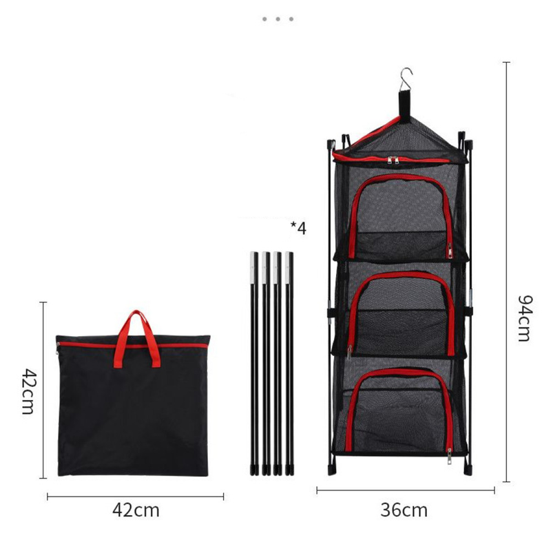 Outdoor Multifunctional Folding Fish Camping Fruit Vegetable Clothes, Hanging Drying Net, With Bracket To Prevent_voghion.com
