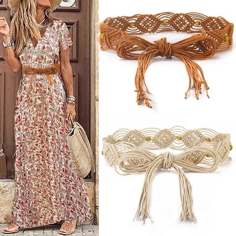 Ethnic Style Woven Belt For Women, Dress Decoration, Hanfu Cinching Tassel Waist Chain Accessory_voghion.com