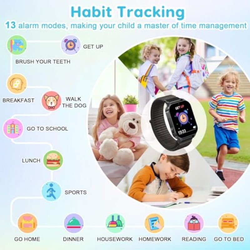 Smart Watch For With 30 Puzzle Games 140 Educational Learning Cards Screen Protector HD Touch Screen Camera Music Pedometer Per_voghion.com