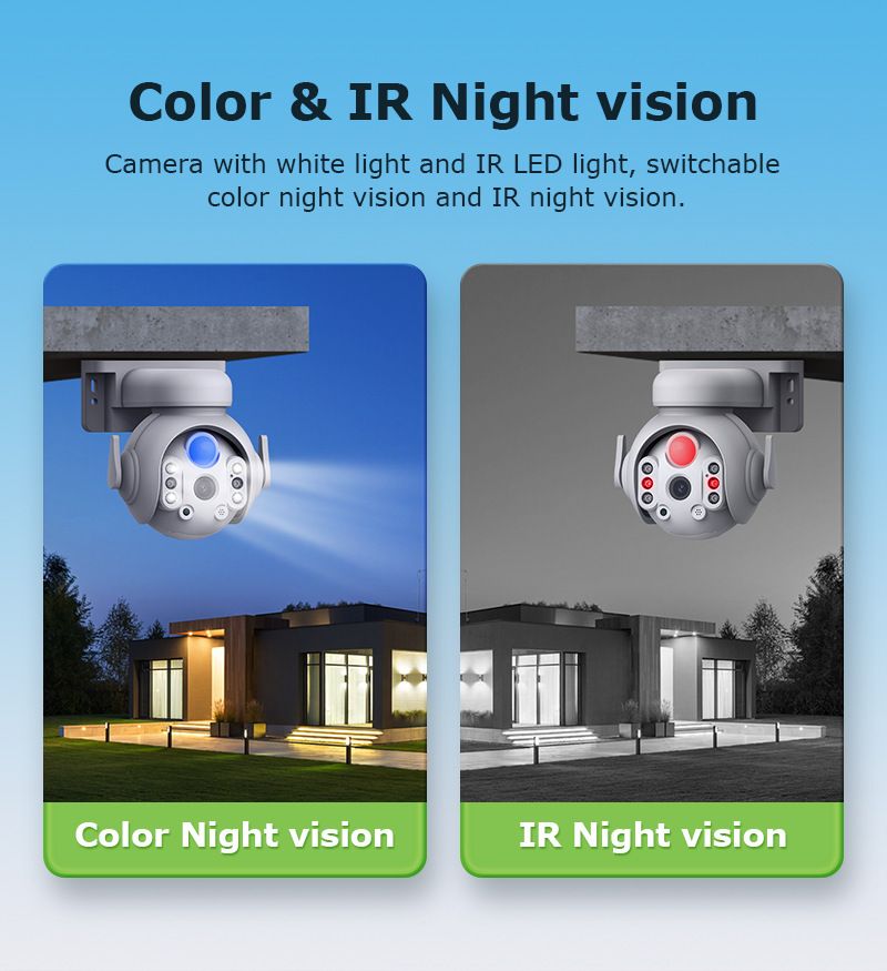 Icsee Low Power Solar Surveillance Camera 4MP Color Infrared Night Vision Wireless Wifi PTZ Camera_voghion.com