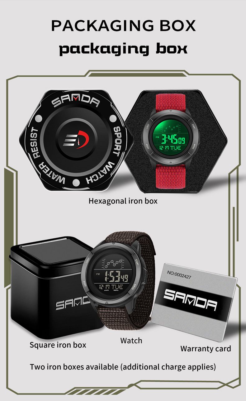 Digital Sports Watch For Students – 50M Waterproof, Multi-Function, Nylon Strap – LED Backlight & Military-Inspired Design_voghion.com