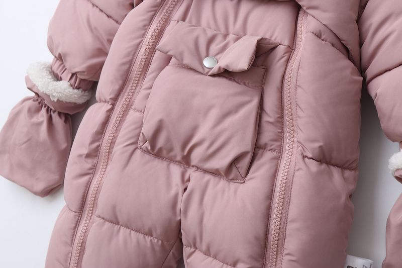 Pelele de invierno premium con capucha para bebé Mother & Kids: mono grueso acolchado de algodón para bebés y niños pequeños (66-90 cm), unisex, manga larga, con cremallera_voghion.com