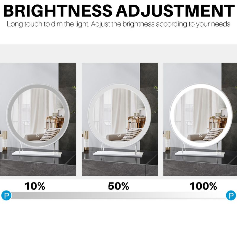 EMKE Round Vanity Mirror With LED Lights Hollywood Dressing Table Make Up Mirror_voghion.com