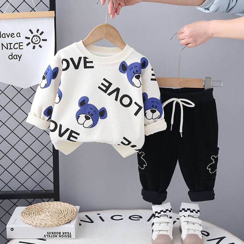 Primavera e autunno 2025, nuovo stile coreano, due pezzi, felpa con cappuccio per bambini, vestiti lavorati a maglia per bambini_voghion.com